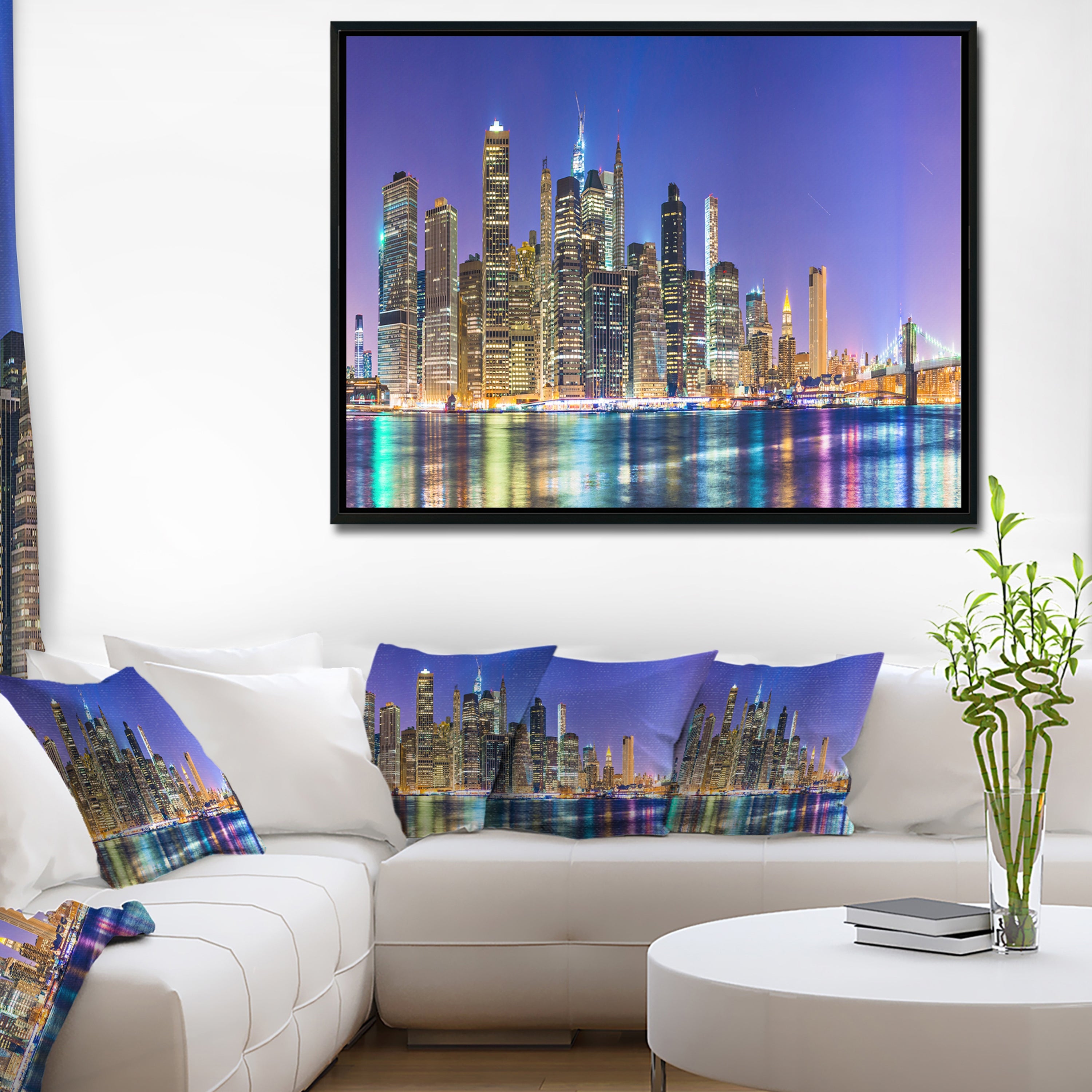 Design Art New York Cityscape Panorama Framed Canvas Art Print