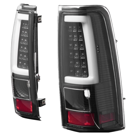 LED Tail Lights for 2003-2006 Chevy Silverado 1500/2500/3500&2007 Classic,Pair Black Brake Lamps with Bulbs