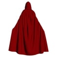 thumbnail image 2 of siminsem UniVelvet Hooded Cloak Full Length Halloween Cape Medieval Witch Robe Cosplay Masquerade Party Dress Up Vampire Gothic Renaissance Adult Cloak 1 Pack, Wine,L, 2 of 6