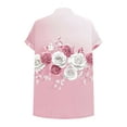 thumbnail image 6 of Floral Print Casual Tops for Women Summer Lightweight Elegant Tees Rolled Cuff Cap Short Sleeve Tops Button V Neck Ladies Work Tshirt Pink Tops,Size S-2XL, 6 of 7