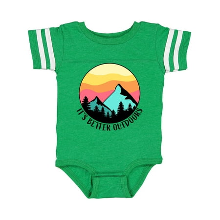 

Inktastic It s Better Outdoors Mountains at Sunset Gift Baby Boy or Baby Girl Bodysuit