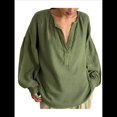 thumbnail image 1 of Blusa de con Lazo Frontal para Mujer, Blusa con Mangas Farol, Estilo Babydoll Y2K, Túnica Holgada con Cuello en V. Verde S, 1 of 10