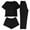 Set-1Black, variant on Women's 3 Piece Lounge Sets Short Sleeve Crewneck Top & Shorts Long Pants Pajamas Soft Jersey Sleepwear Casual Comfy Nightwear Matching Outfits
