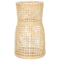 Efavormart 2 Pack 16.5" Clear Glass Vase Jar with Twine Rope Handle DIY Hanging Glass Terrariums ...