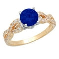 thumbnail image 2 of 1.42 ct Round Cut Simulated Blue Sapphire Solitaire with Accents Engagement Ring for Women in 18K Yellow/White Gold, 2 of 2