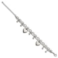 thumbnail image 3 of Diamond2Deal Stainless Steel Polished Hearts and Beads Multi Chain Bracelet for Women with 2 In Ext 7", 3 of 4