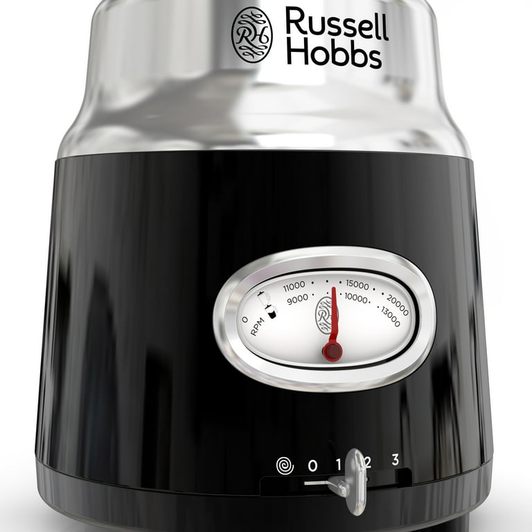 Russell Hobbs BL3100BKR Retro Style 6-Cup Blender, Glass Jar, Black