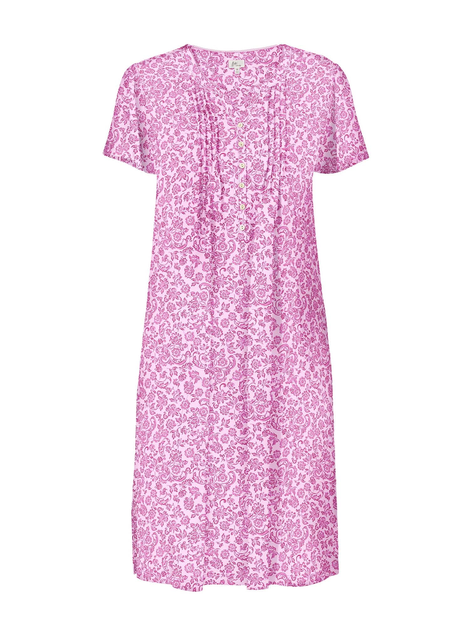 Aria Women’s Short Sleeve Split Neck Sweater Knit Nightgown, Sizes XS-5X
