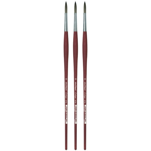 da Vinci COLLEGE Student Brush, Synthetic, Acrylic & Oil, Round, Series 8730, Size 10, Pack of 3