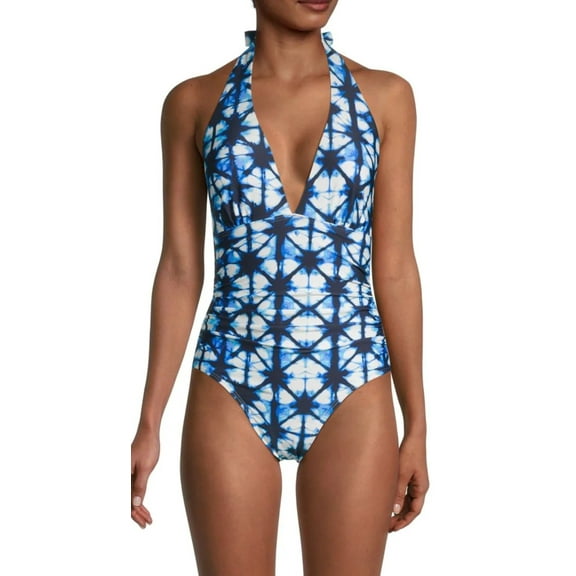 Tommy Hilfiger STAR TIE DYE Printed Halter One-Piece Swimsuit, US 18