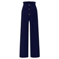 thumbnail image 4 of Pantalones palazzo de lino de cintura alta y pierna ancha para mujer, con cordón y bolsillos, 4 of 6