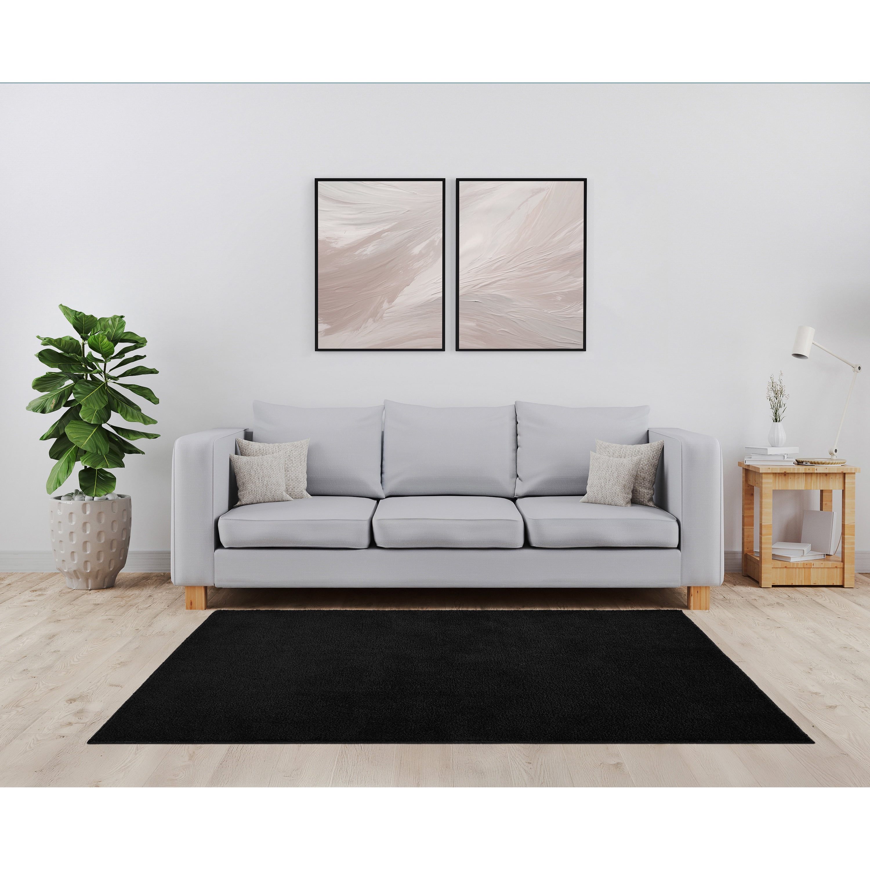 Garland Rug Clayton Plush Black Basic Utility Indoor Area Rug, 5' x 6'
