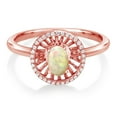 thumbnail image 2 of Gem Stone King 18K Rose Gold Plated Silver White Ethiopian Opal Ring for Women (0.80 Cttw, Oval Cabochon 6X4MM, Gemstone Birthstone, Size 7), 2 of 3