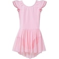 thumbnail image 2 of MdnMd Girls' Flutter Sleeve Dress Leotard (4-6 / Small, Ballet Pink), 2 of 2