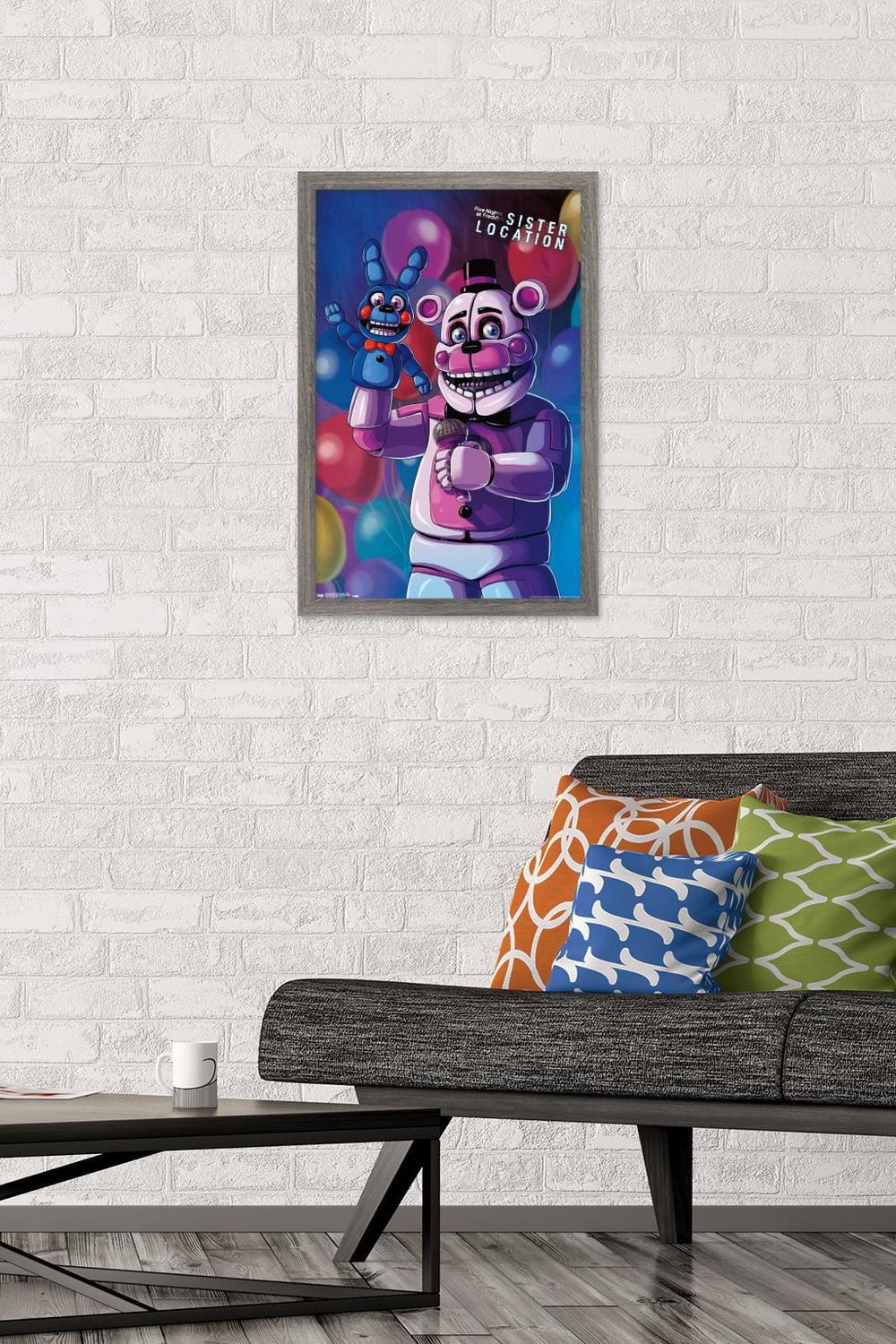 Five Nights at Freddy's: Sister Location - Funtime Freddy Wall Poster, 22.375" x 34" Framed