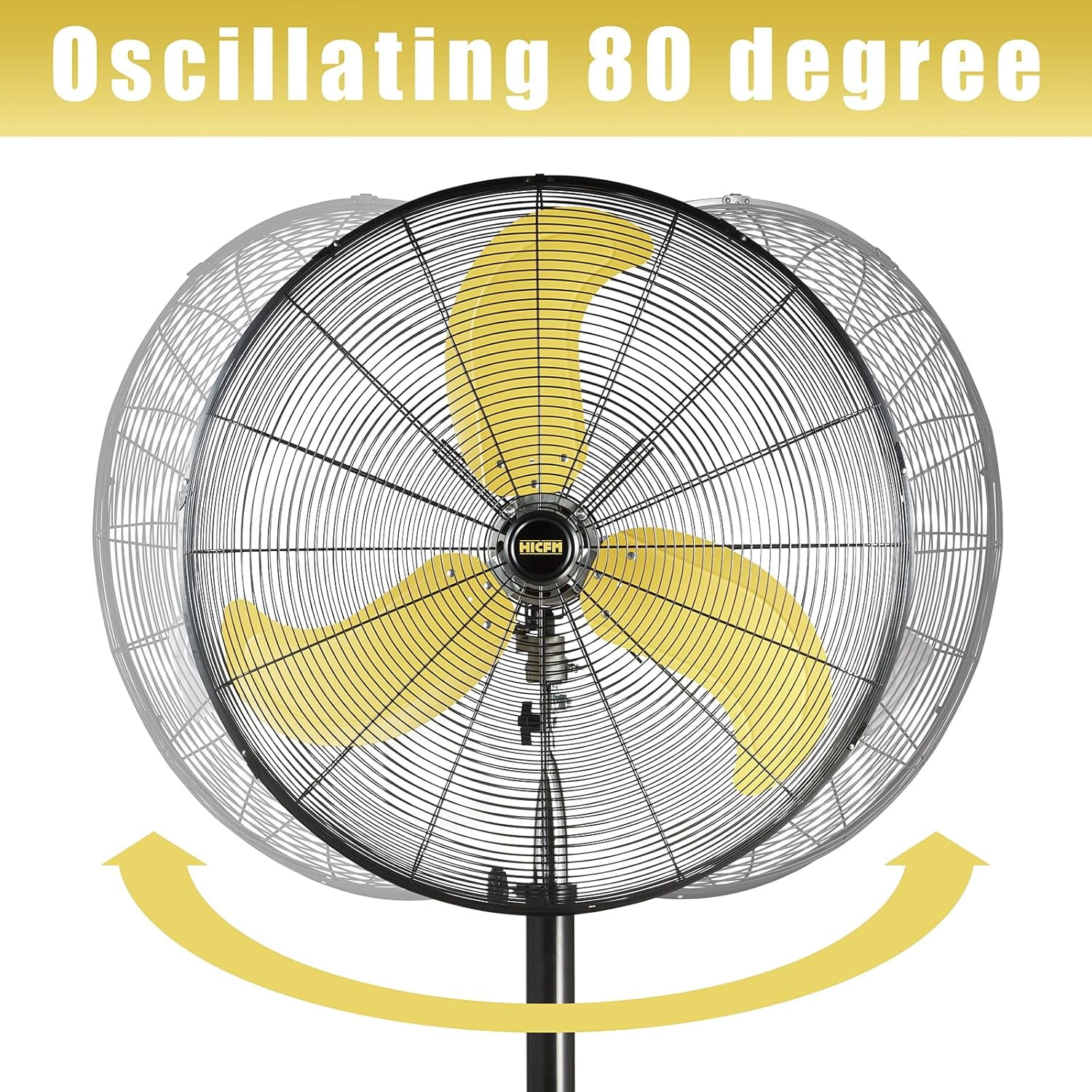 HiCFM 8300 CFM 30 inch Heavy Duty High Velocity Pedestal Oscillating Fan with Powerful 1/3 HP Motor - UL Listed