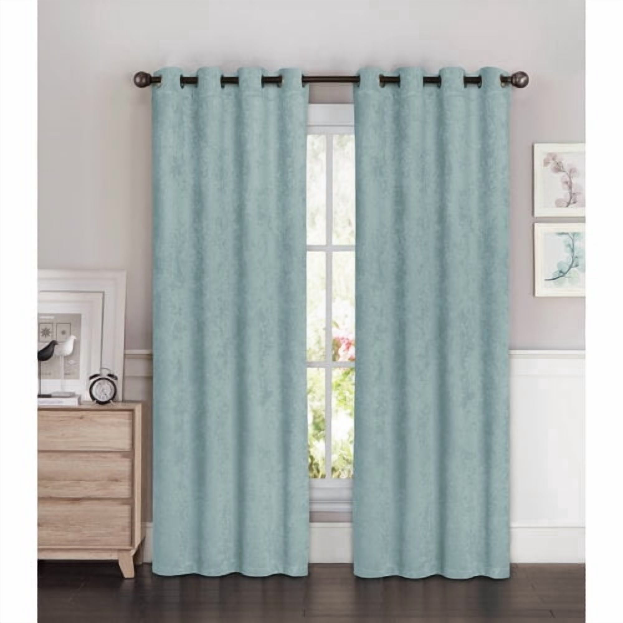 Faux Suede Room Darkening 108 x 96 in. Grommet Curtain Panel Pair