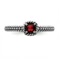 thumbnail image 4 of 925 Sterling Silver Stackable Expressions Checker-cut Cr Ruby Antiqued Ring Size: 9; for Adults and Teens; for Women and Men, 4 of 5