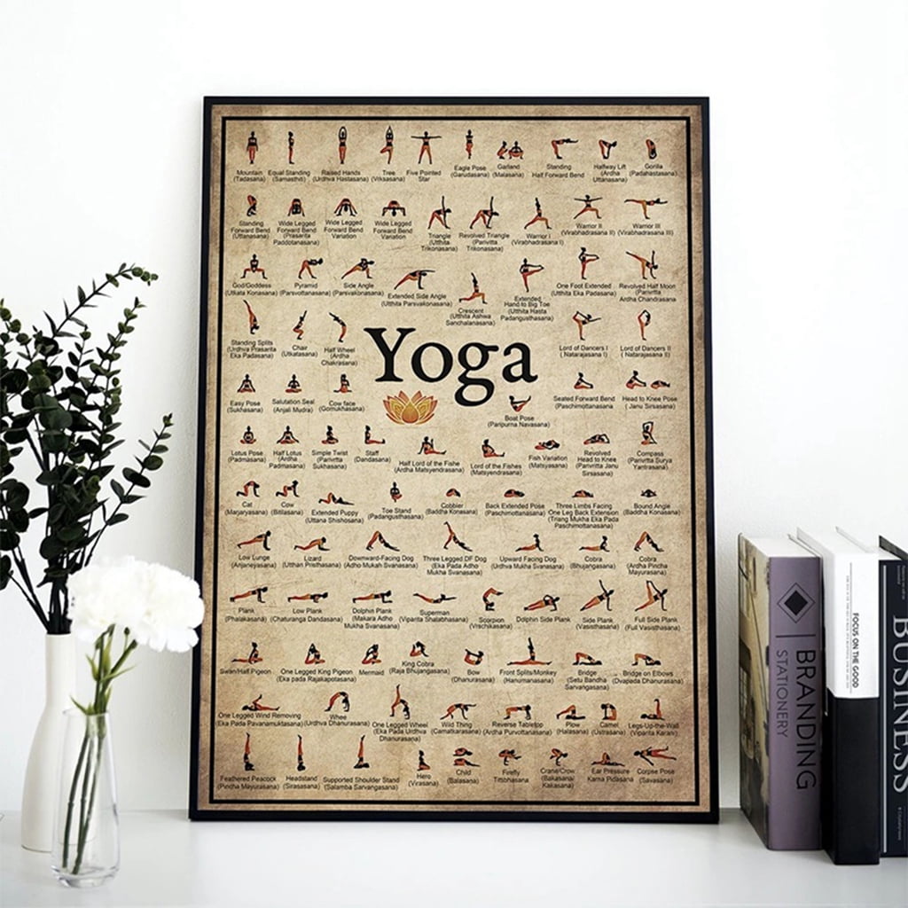 Ashtanga Yoga Pose Chart Canvas Art For Home Gym Wall Decor ▻  OutletTrends.com ▻ Free Shipping ▻ Up to 70% OFF