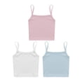 thumbnail image 3 of Lejafay 3Pcs Kids Girls Sports Dance Tops Spaghetti Straps Sleeveless Crop Top Vest Solid Color White&Light Blue&Pink XL, 3 of 4