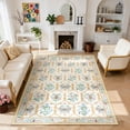 thumbnail image 2 of Wonnitar 8'x 10' Floral Large Area Rug for Living Room, Cottagecore Washable Rug for Bedroom, White Non Slip Botanical Bee Rug Soft Low-Pile Carpet for Nursery Kids Room Sunroom, 2 of 10