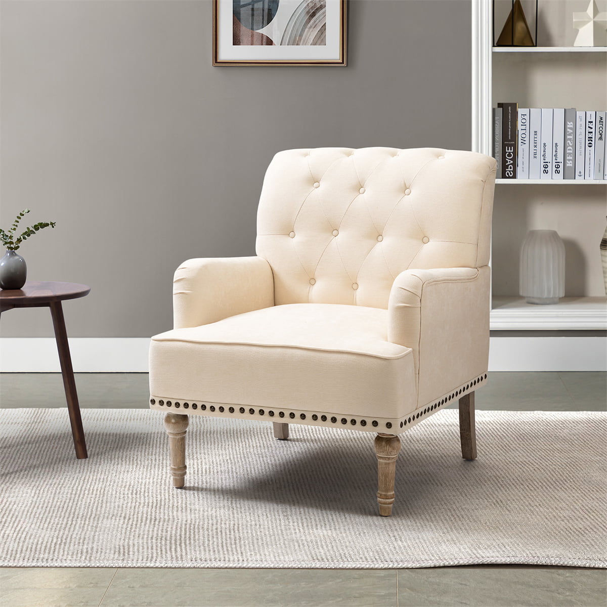INCLAKE Living Room Accent Chair, Upholstered Armchair with Carved Legs ...
