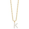 thumbnail image 2 of Sterling Silver Gold-plated 3-5.5mm White Button Freshwater Cultured Pearl LETTER K 18 inch Necklace, 2 of 4
