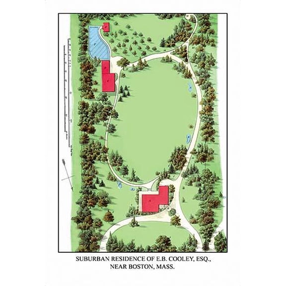 Suburban Residence of E.B. Cooley, Esq., Near Boston, Mass.-Fine Art Canvas Print (20" x 30")