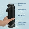thumbnail image 2 of Daluvenix Stainless Steel Water Bottle with Straw Lid, 24oz Vacuum Insulated Water Bottles for Sports, Travel, Black, 2 of 7