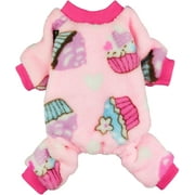 Fitwarm Sweet Cupcake Dog Pajamas Girl Puppy Clothes Hair Shedding Cover Doggie Oneies Cat Pjs Doggy Jammies Velvet Pink XL