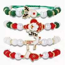 4 Piece Colorful Beaded Bracelet Set with Reindeer – Adjustable and Easy to Wear