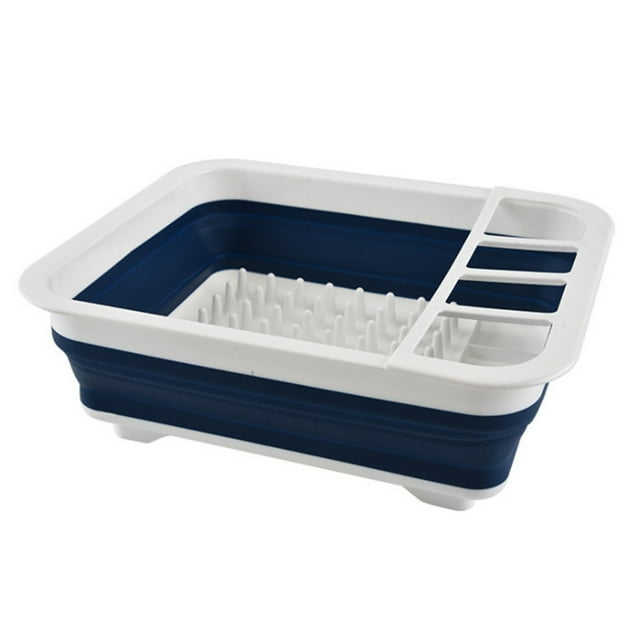 Amdohai Dish Drying Rack Collapsible Folding Dish Rack for Easy Storage Water Drainer Sectional Cutlery Portable Dinnerware Basket for Kitchen RV Campers