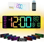 Mpow 10.5 Digital Wall Clock Large Display, with Remote Control, Dual Alarm Clock for Bedroom, 9 Colors, Adjustable Brightness & Volume, Auto DST, ℃/℉, 40 Minutes Countdown