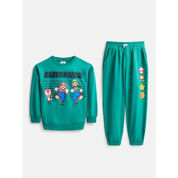 Super Mario Bros Little Boys & Big Boys 2 Piece Crewneck & Jogger Set, Sizes 4-18