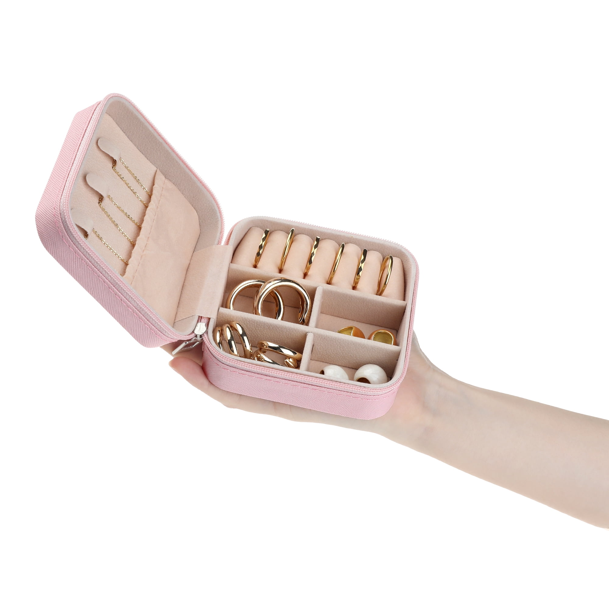 Unique Bargains Jewelry Box Small PU Leather Jewelry Organizer Case Storage Display Holder Pattern B