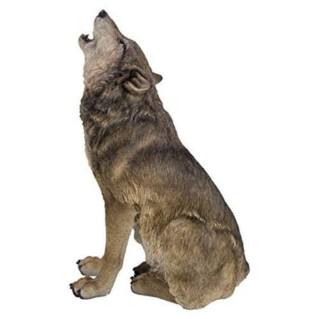 Pacific Giftware PT Realistic Look Statue Wildlife Howling Grey Wolf Decorative Resin Figurine