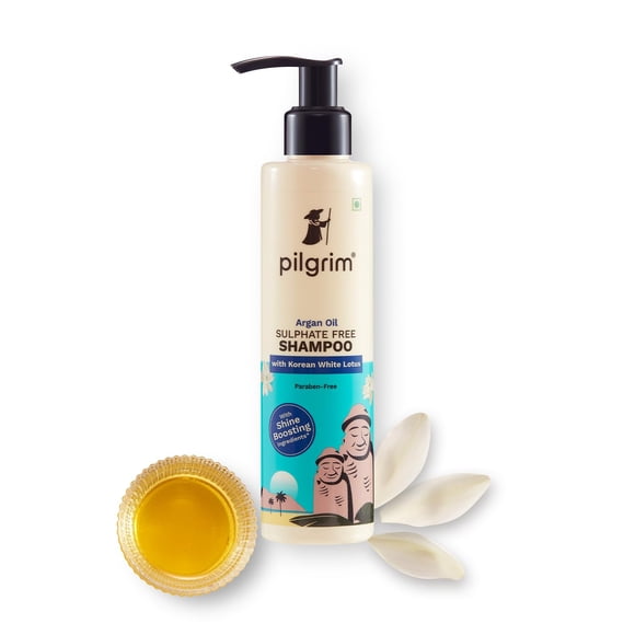 Pilgrim Argan Oil Sulfate Free Shampoo Gentle Cleanser with Korean White Lotus Strengthens Repairs Dry Damaged Hair Controls Hair Fall Dandruff 676 Fl Oz 200ml