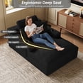 thumbnail image 2 of Rophefx 76" Oversized Chair Chaise Lounge Indoor, Corduroy Cloud Sofa Bed with Cup holder,Sleeper Reading Chair Boneless Couch for Living Room, Bedroom,Black, 2 of 8