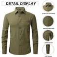 thumbnail image 3 of XINQIHANG Chemise Habillée à Manches Longues pour Hommes Coupe Régulière Décontractée Boutonnée Unie avec Poches, 3 of 7