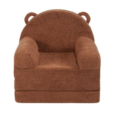 KFFKFF Children's Sofa, Dual-Purpose Comfortable Toddler Seating, Foldable Couch Bed for Kids, Transforms from Sofa to Play Lounger, Perfect for Girls & Boys Playroom, in a Rich Brown Color