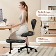 thumbnail image 4 of Sillón Ergonómico Pinmoco para Piernas Cruzadas, Giratorio 360° con Ruedas, Altura Ajustable, Cuero PU Negro, 4 of 8