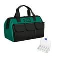 thumbnail image 1 of Wweixi Tool Bag Oxford Cloth Electrician Bags Multi-Pocket Storage Box Wear-Resistant Large Capacity Anti-Fall Tools Kit Black Green/13 inch, 1 of 6