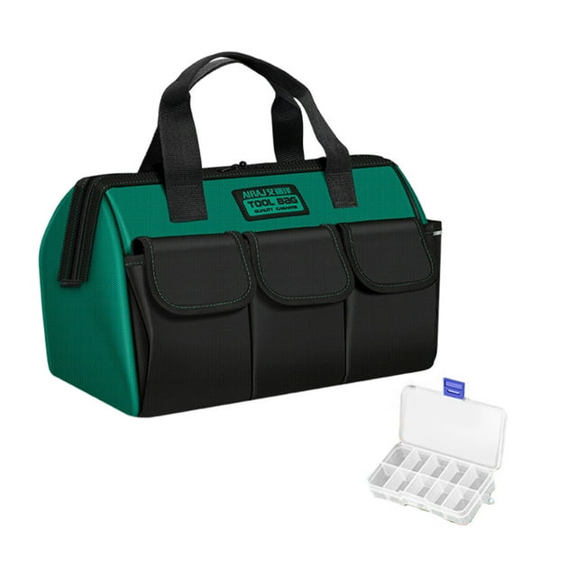yingyy 1/2/3/5 Sac à Outils Sacs d'Électricien Boîte de Rangement Réglable Résistant à l'Usure Imperméable Grande Capacité Pochette d'Outils de Maintenance Noir Vert/13 Pouces 1 Pce