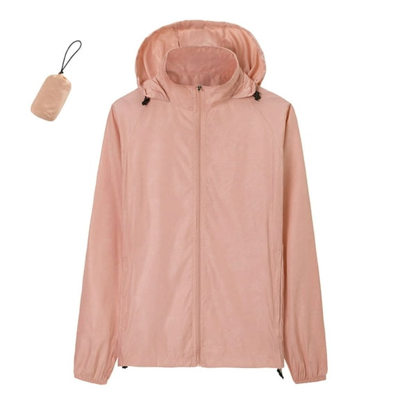 Yuanlong Womens Jackets Spring Autumn Plain Long Sleeve Hooded Thin Jacket Outdoor Hiking Lightweight Coats With Pockets