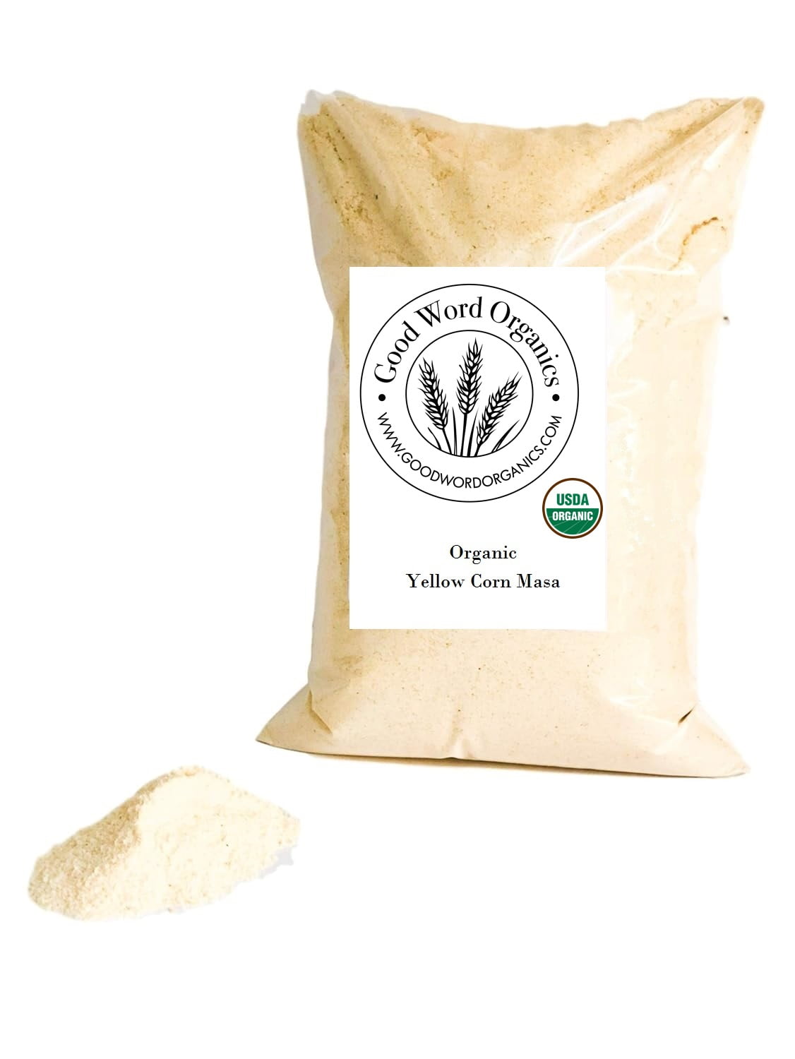 Good Word Organics Non-GMO Masa Harina Yellow Corn Masa Flour 4 lbs (Pounds) Great for Tortillas Tamales Gorditas