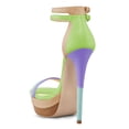 thumbnail image 3 of FSJ Women Open Toe Platform Stiletto High Heels Ankle Strap Double Buckle Sandals Sexy Party Formal Shoes Size 9 Multi-Green, 3 of 4
