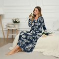 thumbnail image 3 of SEANATIVE Women's Long Sleeve Nightgown Button Front Sleepshirt Soft Breathable Full-Length Pajama Dress Comfortable Cozy Nightshirt Lounge Dress for Sleep, L, Leaf Gray, 3 of 7