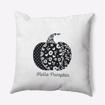 18" x 18" Simply Daisy Hello Pumpkin Polyester Indoor/Outdoor Pillow, Black Qty 1