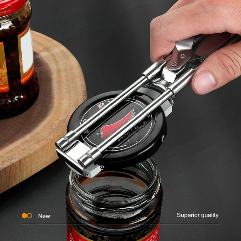 Bottle Can Opener Adjustable Multifunction Stainless Steel Jar Manual Openers, Silver
