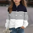 thumbnail image 5 of JTSRKL Cute Boys Girls Leisure T-Shirts Kids Rolled up Long Sleeve Button Down Striped Color Block Graphic Tees Shirt Tops with Pockets Black 11-12 Years, 5 of 7